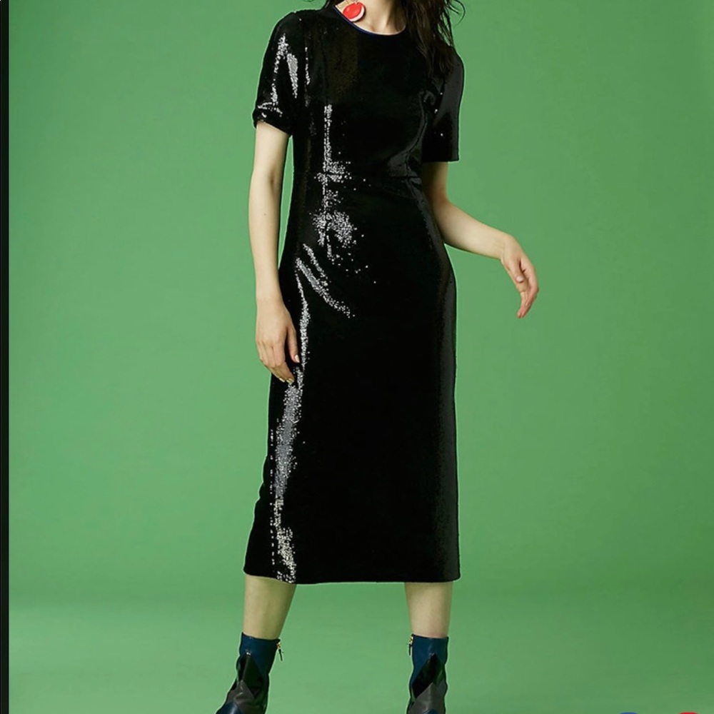 Diane Von Furstenberg black sequin party dress size 4